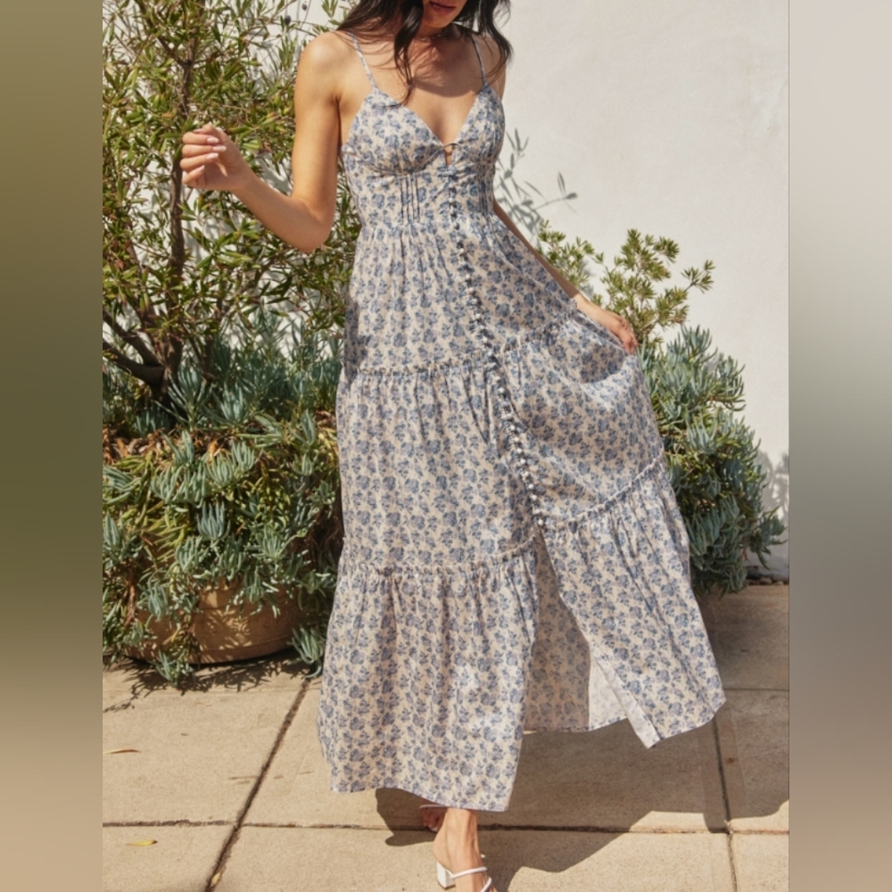 Dress Forum Sleeveless Button Front Maxi Dress Size Medium